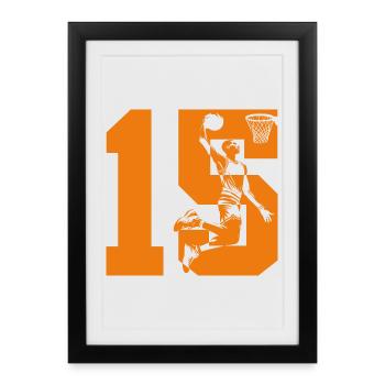 NUMÉRO 15 BASKETBALL 15E ANNIVERSAIRE - Affiche encadrée (27 × 37 cm) - noir - Devant