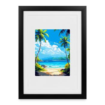 Île Caraïbes Voyage Poster Souvenir - Affiche encadrée (27 × 37 cm) - noir - Devant
