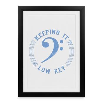 Bass Clef Blue - Vintage Musical Symbol - Framed poster (27 × 37 cm) - black - Front