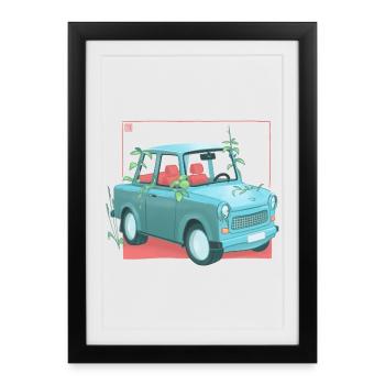 Trabi with plants - Framed poster (27 × 37 cm) - black - Front