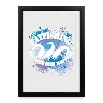 Poisson-chat Wels Waller sur des taches de couleur - Affiche encadrée (27 × 37 cm) - noir - Devant