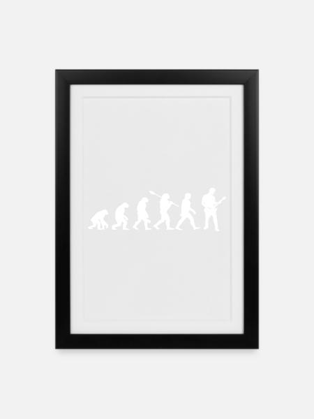Evolution-Gitarrist - Gerahmtes Poster (27 × 37 cm) - Schwarz
