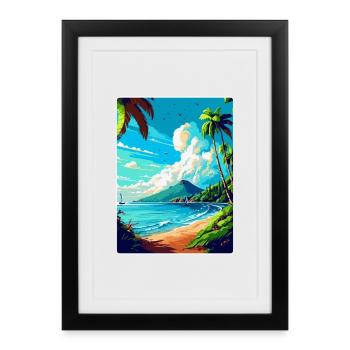 Martinique Caraïbes Vintage Voyage Affiche WPA Art - Affiche encadrée (27 × 37 cm) - noir - Devant