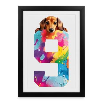 DOG 9 YEARS OLD DACHSHUND 9TH BIRTHDAY - Framed poster (27 × 37 cm) - black - Front