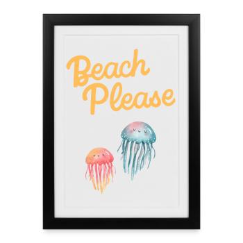 beach please jellyfish - Framed poster (27 × 37 cm) - black - Front