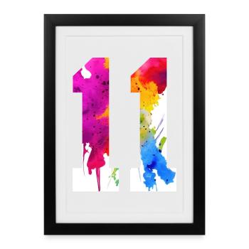 NUMÉRO 11 ANS 11E ANNIVERSAIRE - Affiche encadrée (27 × 37 cm) - noir - Devant