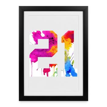 NUMÉRO 21 ANS 21E ANNIVERSAIRE - Affiche encadrée (27 × 37 cm) - noir - Devant