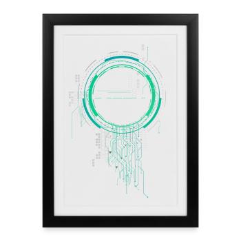 cpu pc platine raumschiff code nerd pc pixel coder - Gerahmtes Poster (27 × 37 cm) - Schwarz - Vorne