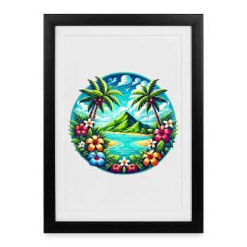 Logo de l’île des Caraïbes - Affiche encadrée (27 × 37 cm) - noir - Devant