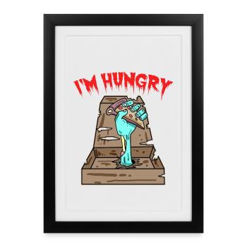 Zombie Pizza I'm hungry - Framed poster (27 × 37 cm) - black - Front