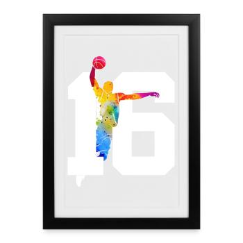 NUMBER 16 BASKETBALL 16TH BIRTHDAY - Framed poster (27 × 37 cm) - black - Front
