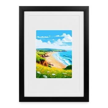 St Brelades Bay Jersey Reiseposter Souvenir WPA - Gerahmtes Poster (27 × 37 cm) - Schwarz - Vorne