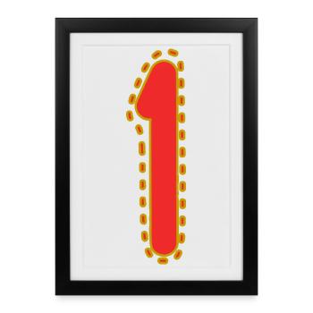 1. 1 AN. 1er ANNIVERSAIRE. ANNIVERSAIRE 1 AN - Affiche encadrée (27 × 37 cm) - noir - Devant