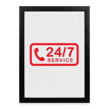 Service 24h/24 et 7h/24 - Affiche encadrée (27 × 37 cm) - noir - Devant