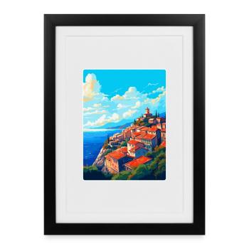Eze France Vintage Travel Poster Souvenir Souvenir - Framed poster (27 × 37 cm) - black - Front