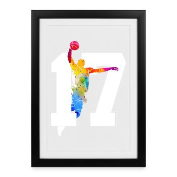 NUMÉRO 17 : 17E ANNIVERSAIRE DE BASKET-BALL - Affiche encadrée (27 × 37 cm) - noir - Devant
