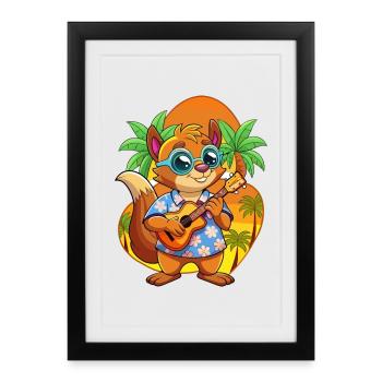 Lunettes de soleil de plage d’été de dessin animé drôle d’écureuil - Affiche encadrée (27 × 37 cm) - noir - Devant