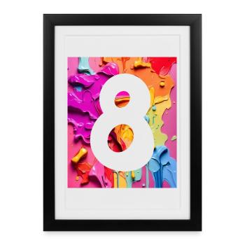 NO. 8 NUMBER 8 COLORFUL 8TH BIRTHDAY - Framed poster (27 × 37 cm) - black - Front