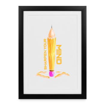 Gehirn Motiv Nerd Student Geschenk - Gerahmtes Poster (27 × 37 cm) - Schwarz - Vorne