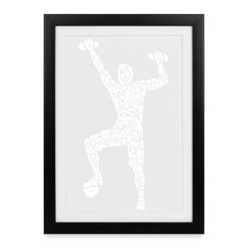 Klettern Symbole Jungen Climbing Bouldern - Gerahmtes Poster (27 × 37 cm) - Schwarz - Vorne
