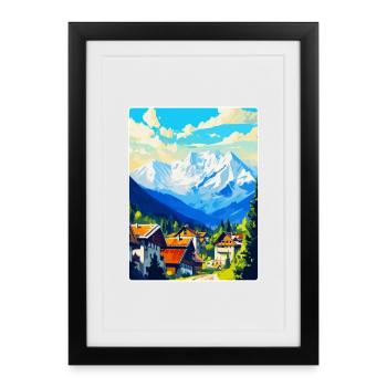 Zakopane Polen Vintage Reiseplakat Souvenir WPA - Gerahmtes Poster (27 × 37 cm) - Schwarz - Vorne