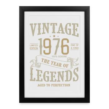1976 Né en 1976 Vintage 50 Ans Anniversaire - Affiche encadrée (27 × 37 cm) - noir - Devant