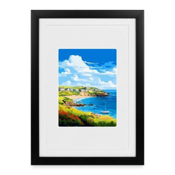 Coverack Cornwall England Uk Travel Poster WPA - Framed poster (27 × 37 cm) - black - Front