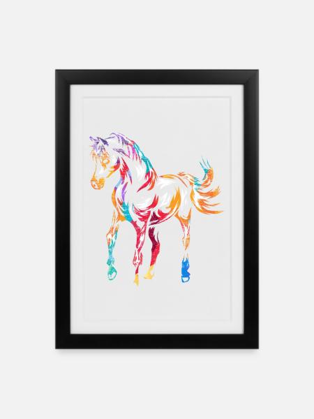 Feuriges Araberpferd Distanzreiten - Gerahmtes Poster (27 × 37 cm) - Schwarz