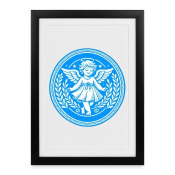 Logo de l’ange gardien - Affiche encadrée (27 × 37 cm) - noir - Devant