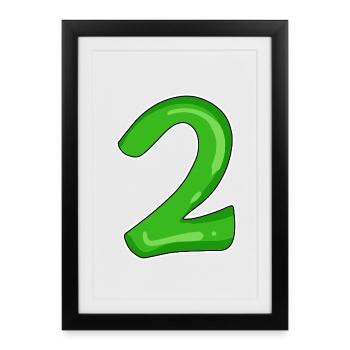 Nummer 2 Grün - Gerahmtes Poster (27 × 37 cm) - Schwarz - Vorne