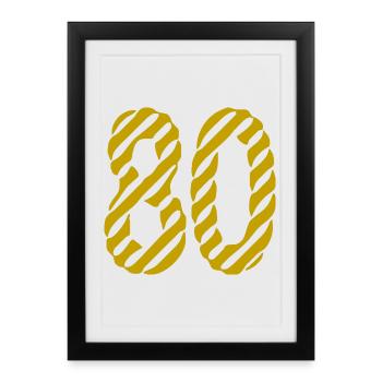 80. 80 ANS. 80e ANNIVERSAIRE. ANNIVERSAIRE 80 ANS. - Affiche encadrée (27 × 37 cm) - noir - Devant