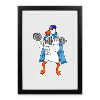 Seagull seagull sailor captain fitness dumbbell - Framed poster (27 × 37 cm) - black - Front