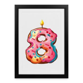 GÂTEAU NUMÉRO 8 SWEET 8E ANNIVERSAIRE - Affiche encadrée (27 × 37 cm) - noir - Devant