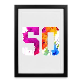 NUMMER 50 JAHRE ALT 50. GEBURTSTAG - Gerahmtes Poster (27 × 37 cm) - Schwarz - Vorne