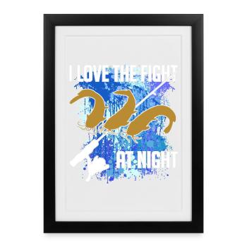 Poisson-chat Poisson-chat Pêche Silhouette de poisson-chat et taches de couleur - Affiche encadrée (27 × 37 cm) - noir - Devant