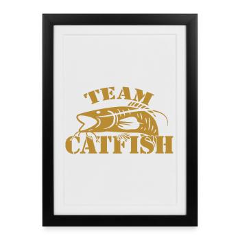 Pêcheur sportif de poisson-chat - Affiche encadrée (27 × 37 cm) - noir - Devant