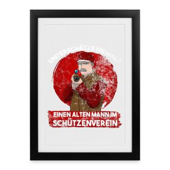 Alter Mann Im Schützenverein Schütze Schießen - Gerahmtes Poster (27 × 37 cm) - Schwarz - Vorne