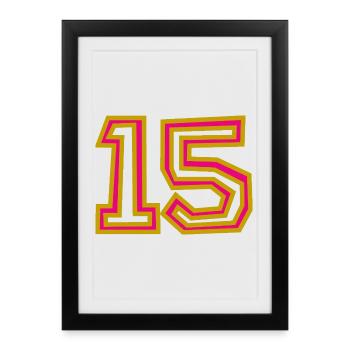 15. 15 ANS. 15e ANNIVERSAIRE. ANNIVERSAIRE 15 ANS. - Affiche encadrée (27 × 37 cm) - noir - Devant