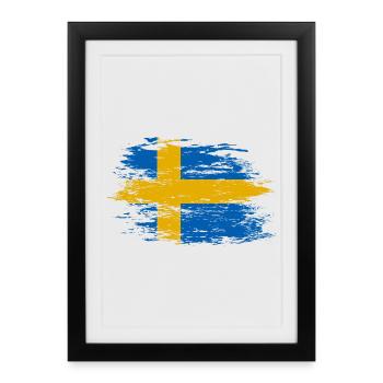 Drapeau de la Suède utilisé - Affiche encadrée (27 × 37 cm) - noir - Devant