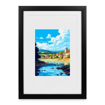 Dordogne France Affiche de voyage vintage Souvenir WPA - Affiche encadrée (27 × 37 cm) - noir - Devant