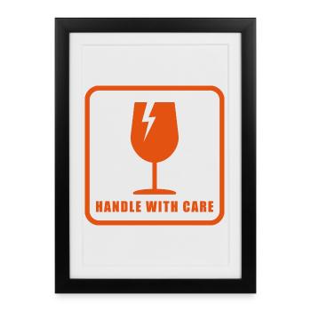Fragile Handle With Care Shipping Label Sign - Framed poster (27 × 37 cm) - black - Front