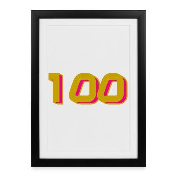 100. 100 YEARS. 100th ANNIVERSARY. 100 BIRTHDAY - Framed poster (27 × 37 cm) - black - Front