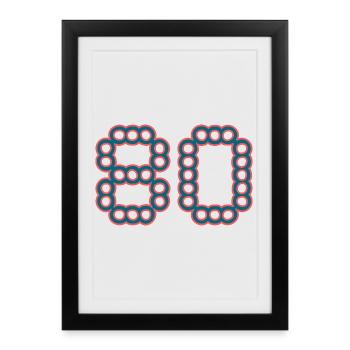 80. 80 YEARS. 80th ANNIVERSARY. 80 YEARS ANNIVERSARY. - Framed poster (27 × 37 cm) - black - Front