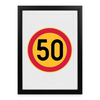 50th Birthday Speed Limit 50 Sign - Framed poster (27 × 37 cm) - black - Front