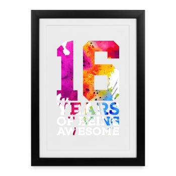16 ANS D’ÊTRE GÉNIAL 16E ANNIVERSAIRE - Affiche encadrée (27 × 37 cm) - noir - Devant