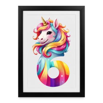 6TH BIRTHDAY UNICORN - Framed poster (27 × 37 cm) - black - Front