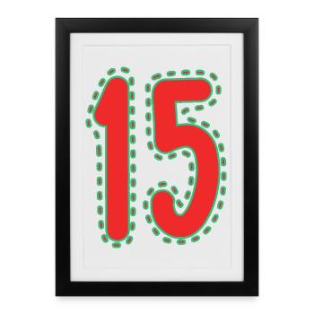 15. 15 ANS. 15e ANNIVERSAIRE. ANNIVERSAIRE 15 ANS. - Affiche encadrée (27 × 37 cm) - noir - Devant