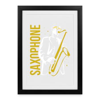 Schwungvolles Saxophon Jazzband - Gerahmtes Poster (27 × 37 cm) - Schwarz - Vorne
