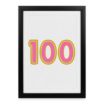 100. 100 ANS. 100e ANNIVERSAIRE. ANNIVERSAIRE 100 - Affiche encadrée (27 × 37 cm) - noir - Devant