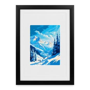 St Anton Am Arlberg Autriche Affiche de voyage vintage - Affiche encadrée (27 × 37 cm) - noir - Devant